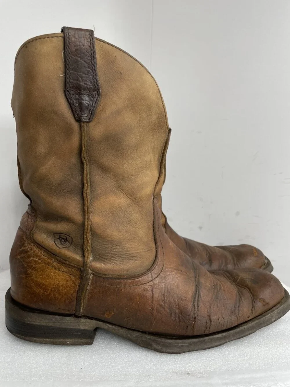 Ariat Rambler Western Brown Leather Wide Square Toe Cowboy Boots Men's 10 EE